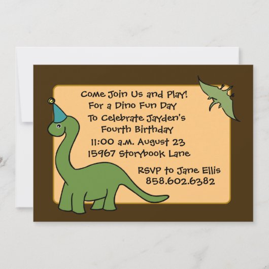 Invitations de fête d'anniversaire de DINO (Devant)