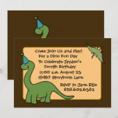Invitations de fête d'anniversaire de DINO (Devant / Derrière)