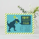 Invitations de fête d'anniversaire de Dinosaur (Debout devant)