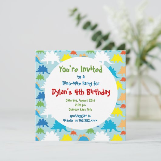 Invitations de fête d'anniversaire de Dinosaur (Debout devant)