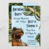 Invitations de fête d'anniversaire de Dinosaur (Devant / Derrière)