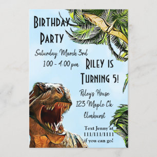 Invitations de fête d'anniversaire de dinosaure