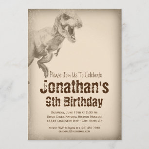 Invitations de fête d'anniversaire de dinosaure de