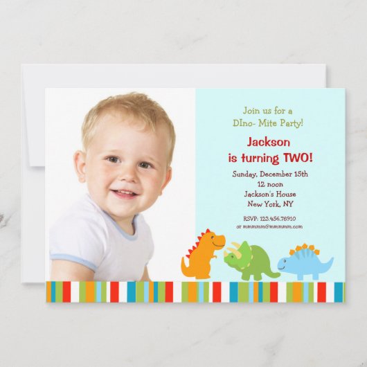 Invitations de fête d'anniversaire de dinosaures (Devant)