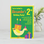 Invitations de fête d'anniversaire de Duck Animal (Debout devant)