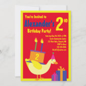 Invitations de fête d'anniversaire de Duck Animal (Devant)