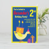 Invitations de fête d'anniversaire de Duck Animal  (Debout devant)