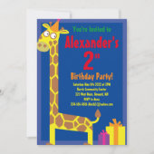 Invitations de fête d'anniversaire de Giraffe Anim (Devant)