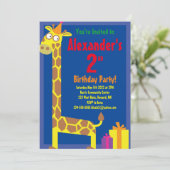 Invitations de fête d'anniversaire de Giraffe Anim (Debout devant)
