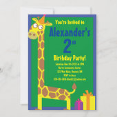 Invitations de fête d'anniversaire de Giraffe Anim (Devant)