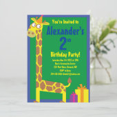 Invitations de fête d'anniversaire de Giraffe Anim (Debout devant)