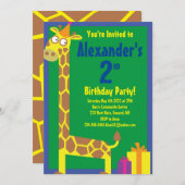 Invitations de fête d'anniversaire de Giraffe Anim (Devant / Derrière)