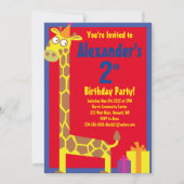 Invitations de fête d'anniversaire de Giraffe Anim (Devant)