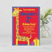 Invitations de fête d'anniversaire de Giraffe Anim (Debout devant)
