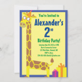 Invitations de fête d'anniversaire de Giraffe Anim (Devant)