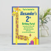 Invitations de fête d'anniversaire de Giraffe Anim (Debout devant)