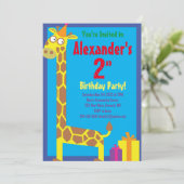 Invitations de fête d'anniversaire de Giraffe Anim (Debout devant)