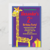 Invitations de fête d'anniversaire de Giraffe Anim (Devant)