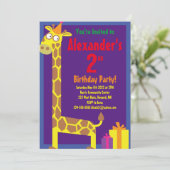 Invitations de fête d'anniversaire de Giraffe Anim (Debout devant)