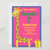 Invitations de fête d'anniversaire de Giraffe Anim (Devant)