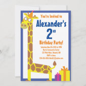 Invitations de fête d'anniversaire de Giraffe Anim (Devant)
