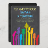 Invitations de fête d'anniversaire de guitare de (Devant / Derrière)