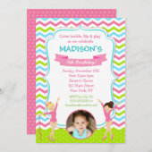 Invitations de fête d'anniversaire de gymnastique (Devant / Derrière)