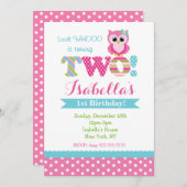 Invitations de fête d'anniversaire de hibou (Devant / Derrière)
