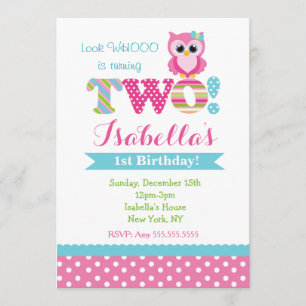 Invitations de fête d'anniversaire de hibou