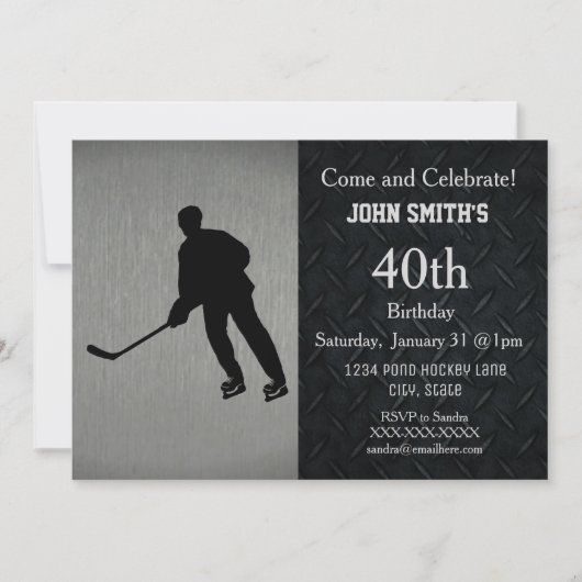 Invitations de fête d'anniversaire de hockey robus (Devant)
