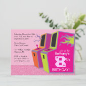 Invitations de fête d'anniversaire de jeu vidéo (Debout devant)