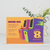 Invitations de fête d'anniversaire de jeu vidéo (Debout devant)