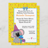 Invitations de fête d'anniversaire de Koala (Devant / Derrière)