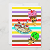 Invitations de fête d'anniversaire de la crème gla (Dos)