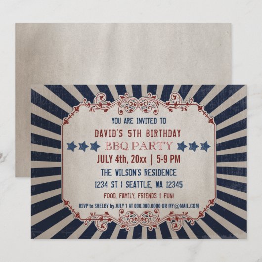 Invitations de fête d'anniversaire de la fête comm (Devant / Derrière)