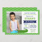 Invitations de fête d'anniversaire de l'Alligator (Devant / Derrière)