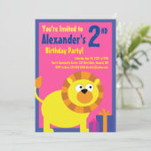 Invitations de fête d'anniversaire de l'animal Lio (Debout devant)