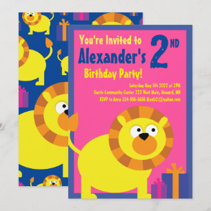 Invitations de fête d'anniversaire de l'animal Lio
