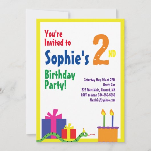 Invitations de fête d'anniversaire de l'animal ser (Devant)