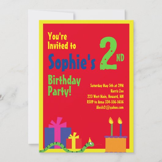 Invitations de fête d'anniversaire de l'animal ser (Devant)