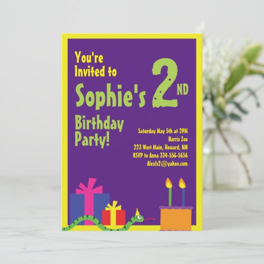 Invitations de fête d'anniversaire de l'animal ser (Debout devant)