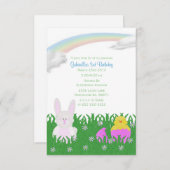 Invitations de fête d'anniversaire de lapin de (Devant / Derrière)