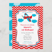 Invitations de fête d'anniversaire de l'avion (Devant / Derrière)