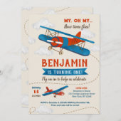 Invitations de fête d'anniversaire de l'avion vint (Devant / Derrière)