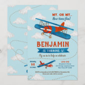 Invitations de fête d'anniversaire de l'avion vint (Devant / Derrière)