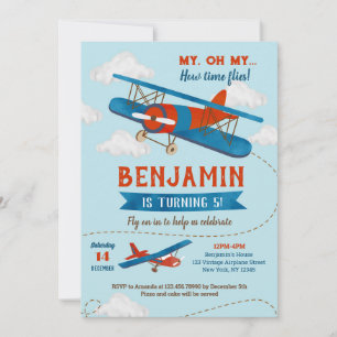 Invitations de fête d'anniversaire de l'avion vint