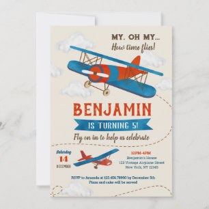 Invitations de fête d'anniversaire de l'avion vint
