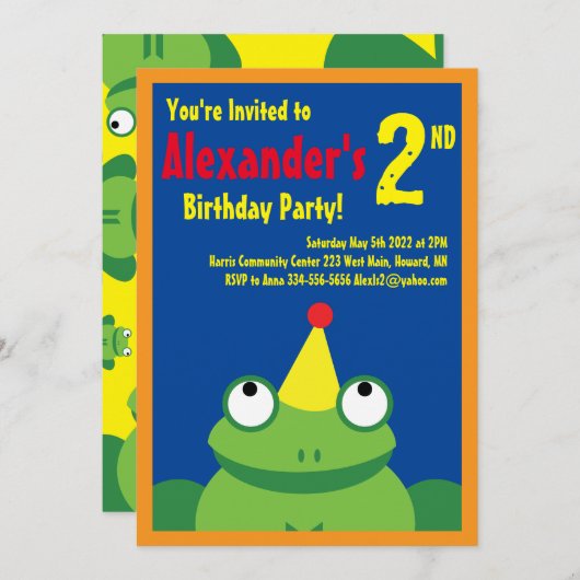 Invitations de fête d'anniversaire de l'enfant (Devant / Derrière)