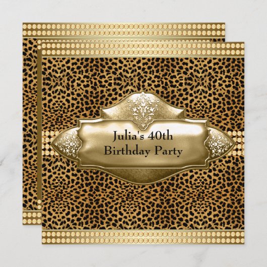 Invitations de fête d'anniversaire de Leopard (Devant / Derrière)