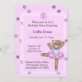 Invitations de fête d'anniversaire de l'ours de Ba (Devant / Derrière)